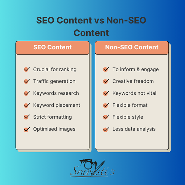 differences between seo content and non-seo content