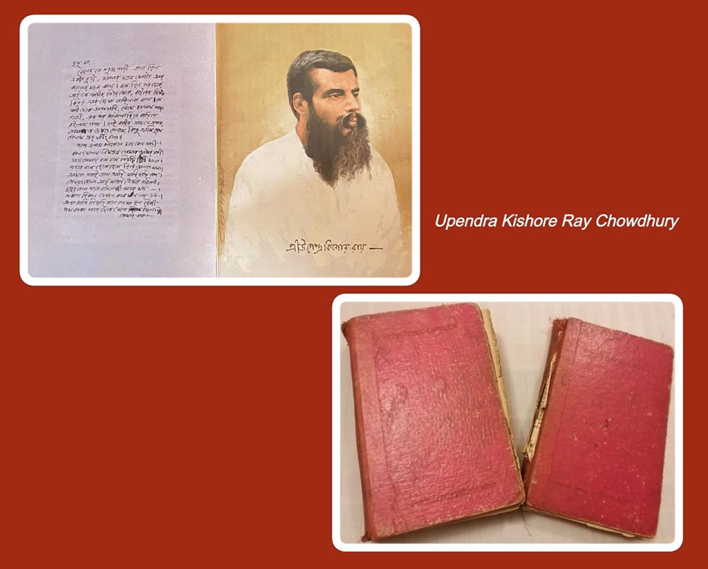 a man with beard, handwritten letter, two old red books